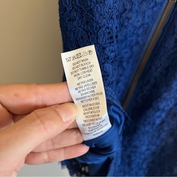 Adrianna Papell Women's 10 Elegant Blue Lace Dress Wedding Guest Romantic Sexy - Picture 10 of 13